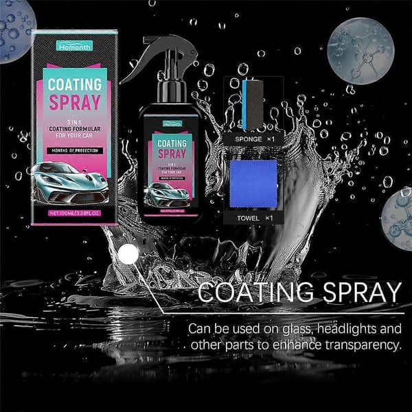 Car Coat Ceramic Spray, høykvalitets hurtigforsegling for bil, ripesikring, glans og vannavstøtende 2sets