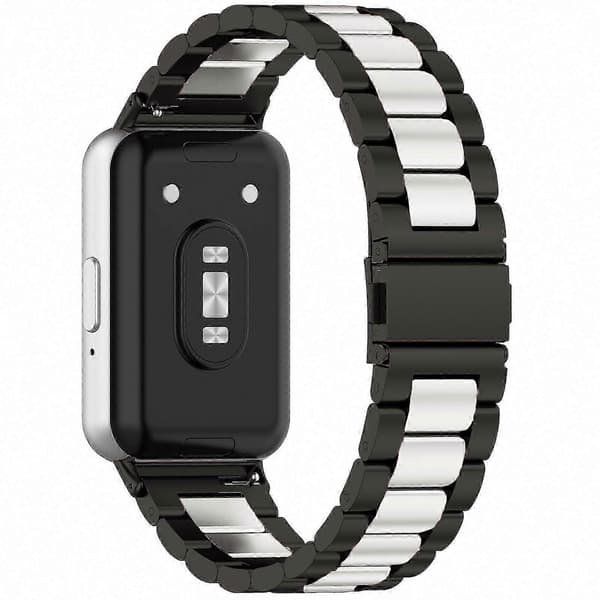 Galaxy Fit 3 Urrem i Rustfrit Stål Metal Erstatningsrem Black Silver