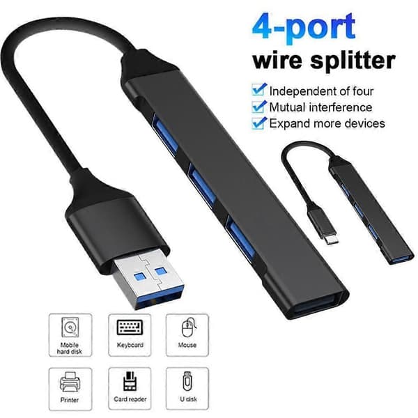 USB C HUB 30 20 Typ C 4-portars MultiSplitter-adapter för PC bärbar dator Android