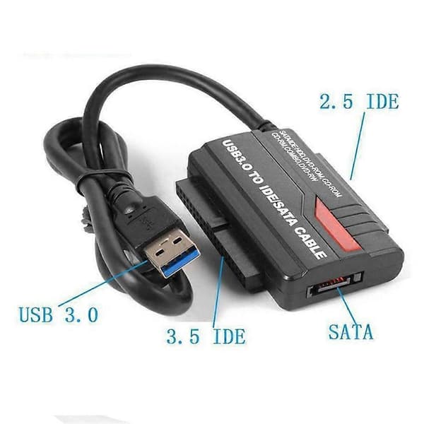USB 3.0 - IDE SATA -sovitinkaapeli kiintolevyn tiedonsiirtoon