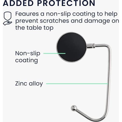 Set med 2 handväskkrokar - Robusta krokar i zink-aluminiumlegering, svart-vit-silver