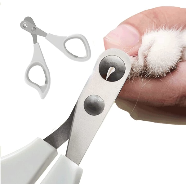 Kissan kynsileikkurit, lemmikkieläinten kynsisakset 2 mm:n kohdistusreiällä, lemmikkieläinten kynsileikkurit pienille eläimille, liukumaton White