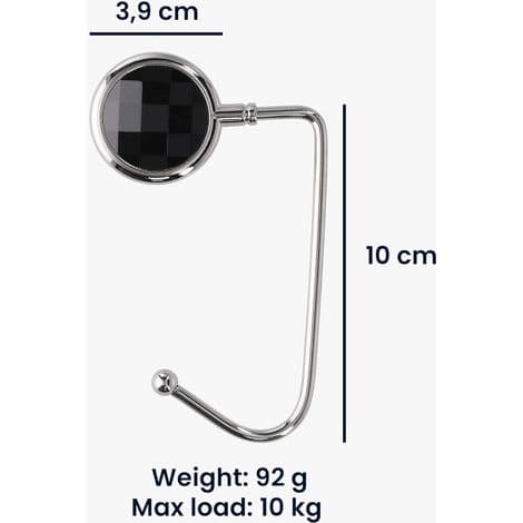 Set med 2 handväskkrokar - Robusta krokar i zink-aluminiumlegering, svart-vit-silver