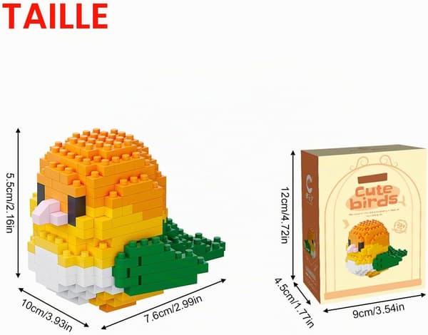 Miniature papegøje byggesæt - Fugleformede klodser (orange)