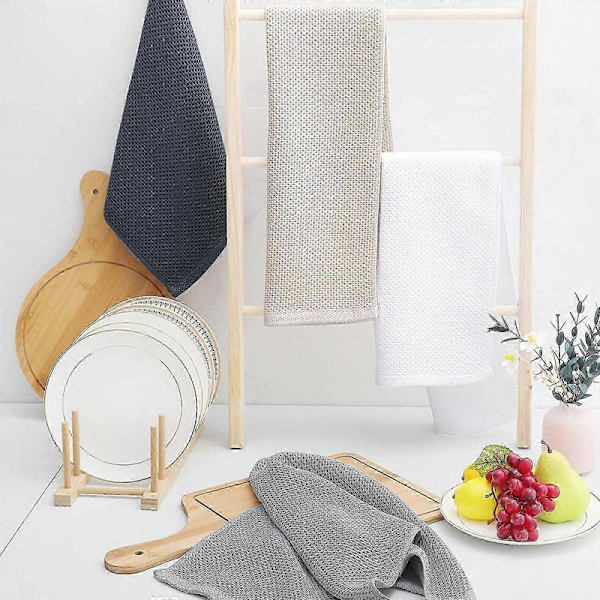 Sæt med 6 bløde og absorberende køkkenhåndklæder, holdbare rengøringsklude til hverdagsbrug White 34*73cm
