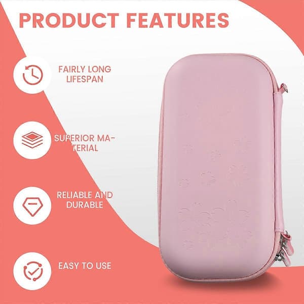 Rosa bärväska kompatibel med Nintendo Switch Lite, bärbar Nintendo Switch Lite-väska för Switch Rose