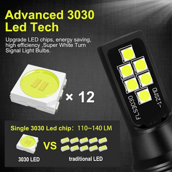2x Hb4 9006 Led-tåkelyspære Advanced 3030 Smd Daytime Running Drl Lamp, Cool White 6000k black