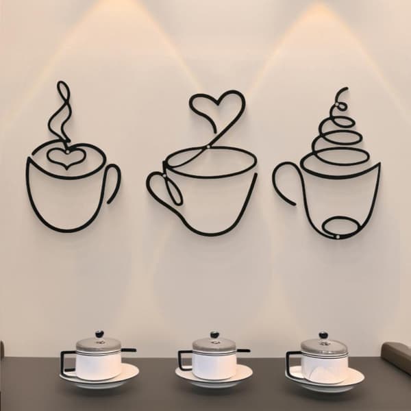 Vägghängda kaffekoppar i järn - Minimalistisk heminredning
