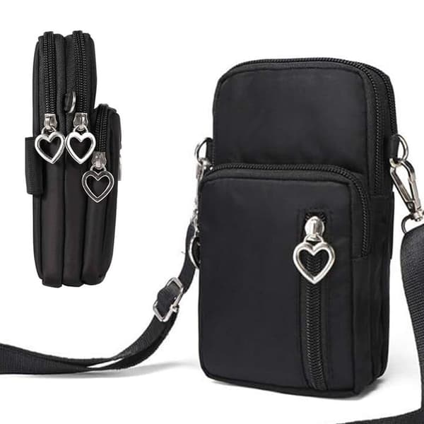 Mobile Phone Bag with Shoulder Strap - Handbag Black 142 142 black