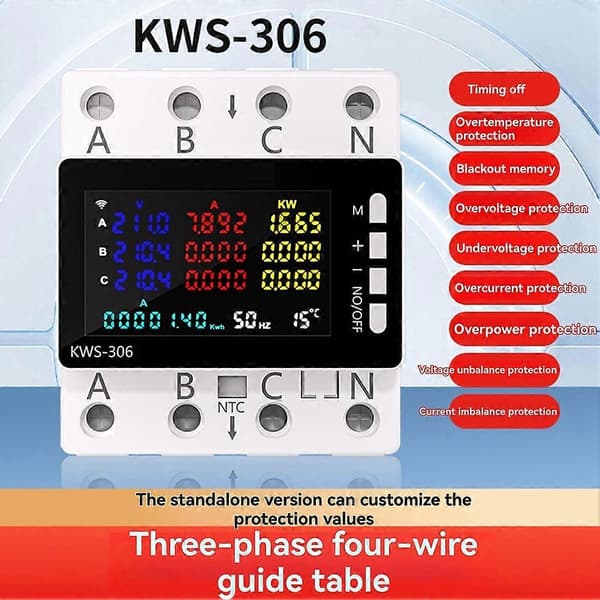KWS-306 Strømmåler Standalone Version AC Energi Strøm Voltmeter Spændingsbeskytter Afbryder Strøm Spændingsovervågning