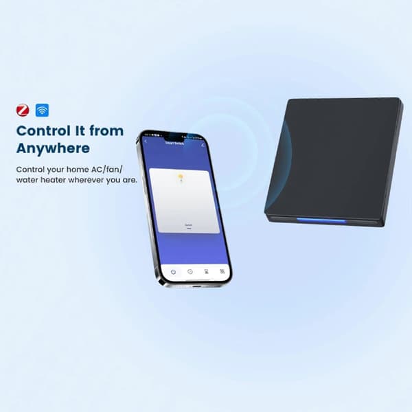 Tuya WiFi Smart Switch Vægtrykknap til AC Ventilator Gardinmotor Persienner Fungerer 1 Gang Nulleder Påkrævet Sort Black
