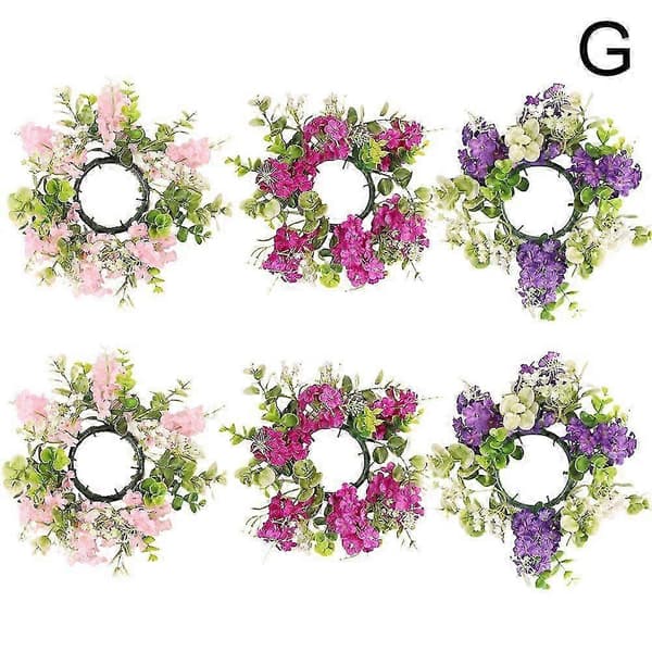 Blomsterlysring til lysestage Kunstig blomsterlyskrans 25-26 6pcs