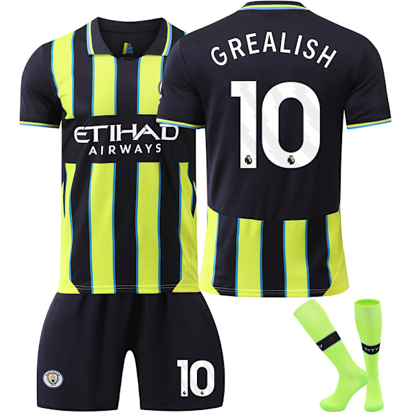2425 Manchester City udebanetrøje nr. 9 Haaland, nr. 17 De Bruyne og andre fodboldsæt til voksne og børn No.10 GREALISH No.10 GREALISH 18