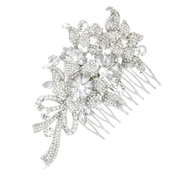 Blomsterhårkam brude-bryllup sløyfestil rhinestone hårkam tilbehør