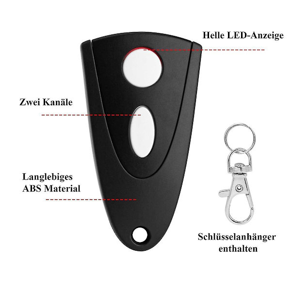 433Mhz garageportöppnare för Tormatic Novotron 502 MAX43-2 / 512 MIX43-2 fjärrkontrollpaket med 2 (vit nyckel)