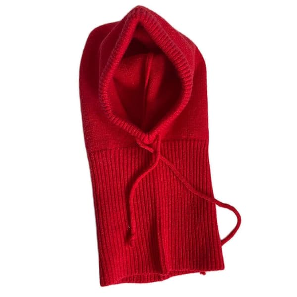 Tjock Hals Skydd Hatt Stickad Mössa Fluffig Vinter Varmare Stickad Mössa Kalla Vinter Presenter för Barn Tonåringar krämvit Red