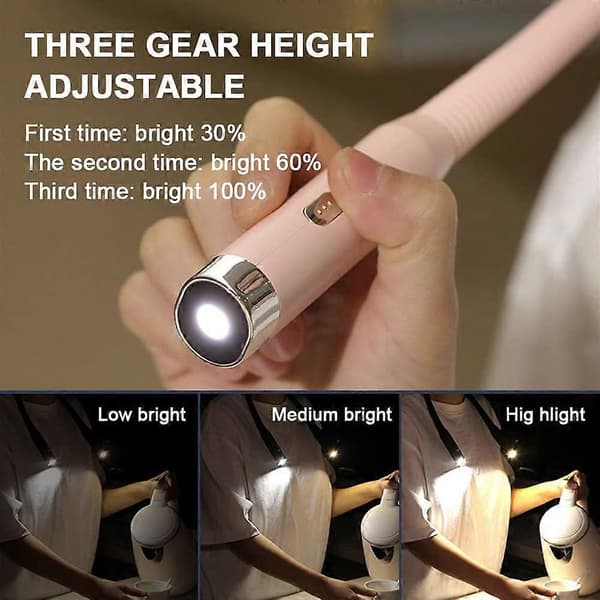 LED-halsleselys, boklys for lesing i sengen, oppladbar halslampe for lesing, strikking, camping Black