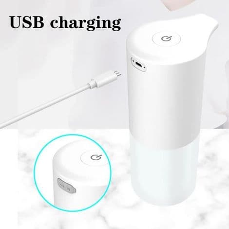Automatisk beröringsfri tvåldispenser 350 ml, USB-uppladdningsbar, vit