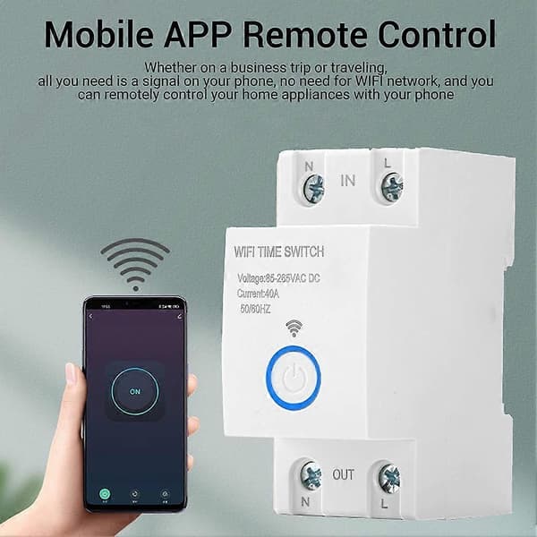 Smart Timer WiFi Timer Switch 2P 40A Programmerbar Tuya APP Kontrol Stemmestyring Smart Tid til Hjemmet Blanc