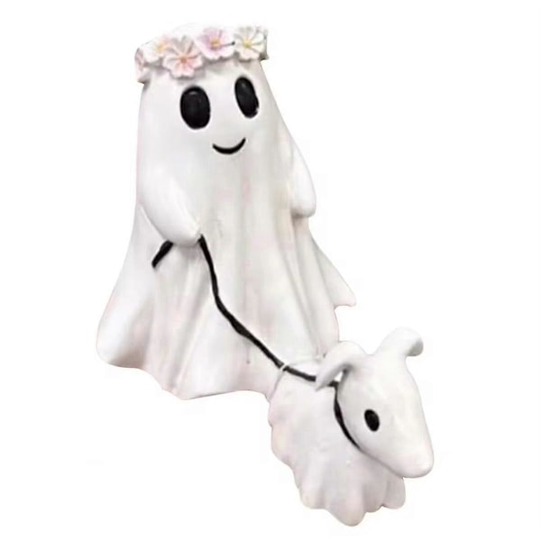 Halloween ghost creative dog walking ornaments cute little ghost walking dog decoration ornaments