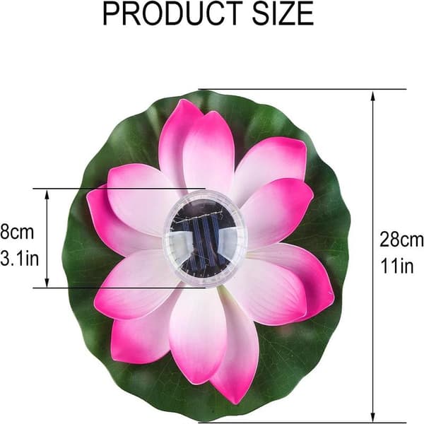 Solcellelamper til dam Rosa flydende solcellelamper til dam, flydende lotusblomst solcellelamper til pool Havedam Solcellelilje blomsterlamper Lotus Light (Pink)