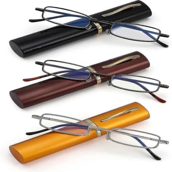 3-pack Slim Pocket Reading Glasses Compatible with Men Women Blue Light Blocking Compact Readers Spring Hinges Me-Yvan 400 Diopters