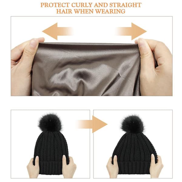 Dam Vinter Stickad Mössa Hög Elastisk Andningsbar Ullmössa Stilren Casual Termisk Stickad Mössa 6 Beige