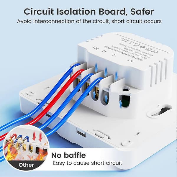 20A 4000W WiFi RF433 Smartbryter for varmtvannsbereder AI-assistent Tuya Veggbryter Strømovervåking Fungerer Hvit White