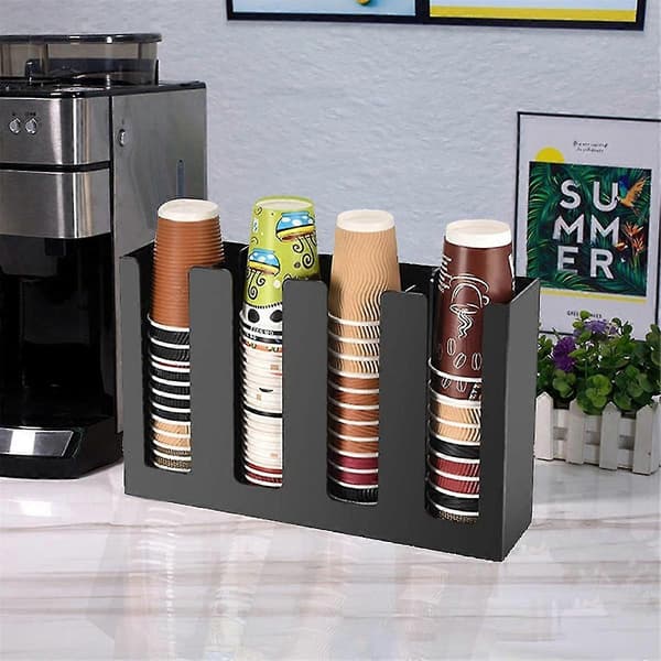 Kaffekop- og lågorganisator Engangs papirkopholderdispenser, 4 rum+dgi