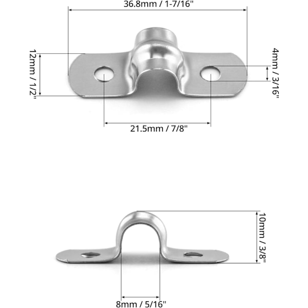 10 kpl 8 mm:n U-muotoinen kiristin, 304 ruostumattomasta teräksestä valmistettu satulakiristinhihnakiristin putki U-pidike (M8)