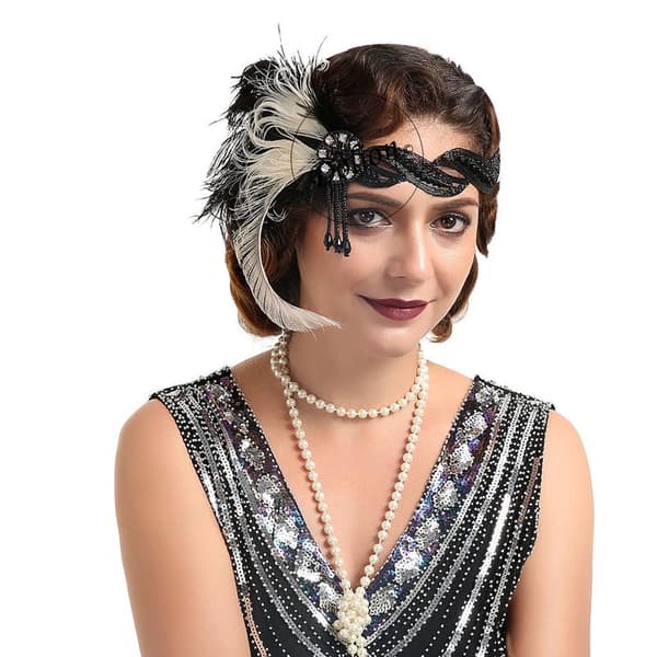 1920-talls hodeplagg fjær flapper pannebånd hodeplagg vintage