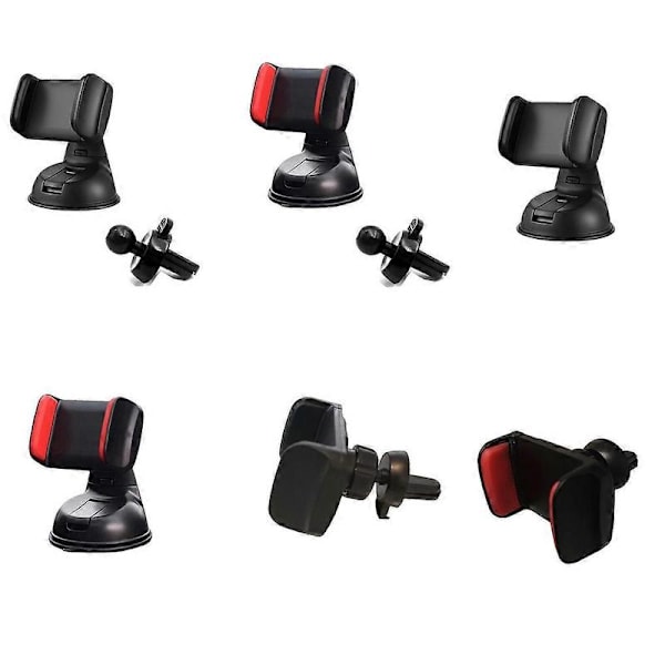Universal Phone Holder Car Mobile Phone Air Vent Dashboard Suction Adjustable Clamp Mount Windshield Navigation Bracket Black red