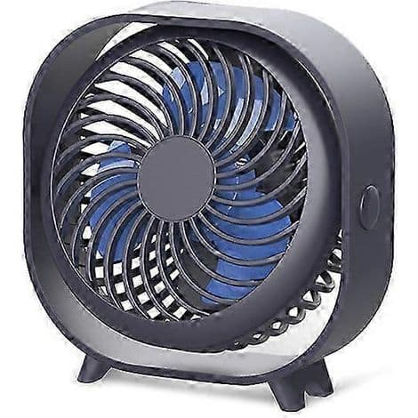 Genopladelig bordventilator, mini bærbar ventilator til kontor, studieværelse eller hjem, støjsvag, blå
