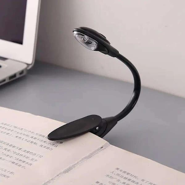 Boklampe for komfortabel lesing - LED-lys og klemme-leselampe (svart)
