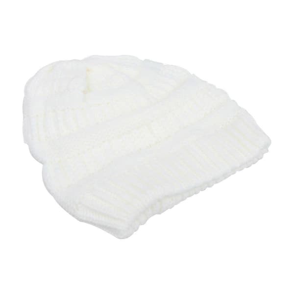 Stickad damhatt för vintervärme 3 st stilfull stickad mössa i ull White 21.50X20.00X1.00CM