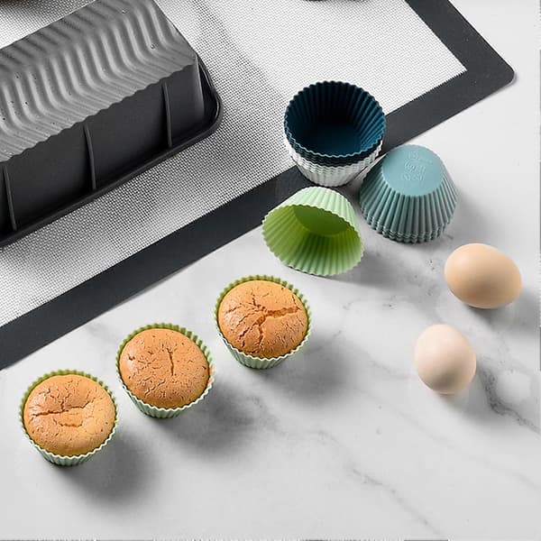 24 stk/sett varmebestandig non-stick muffinsform i silikon, elastisk, enkel å ta ut kakeform, baketilbehør