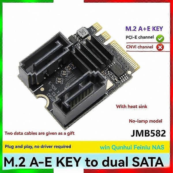 PCIe 3.0 SATA3.0 expansionskort för M.2 NGFF 2230 SSD-adapter med 2 portar för PC-dator WIFI-stöd Black