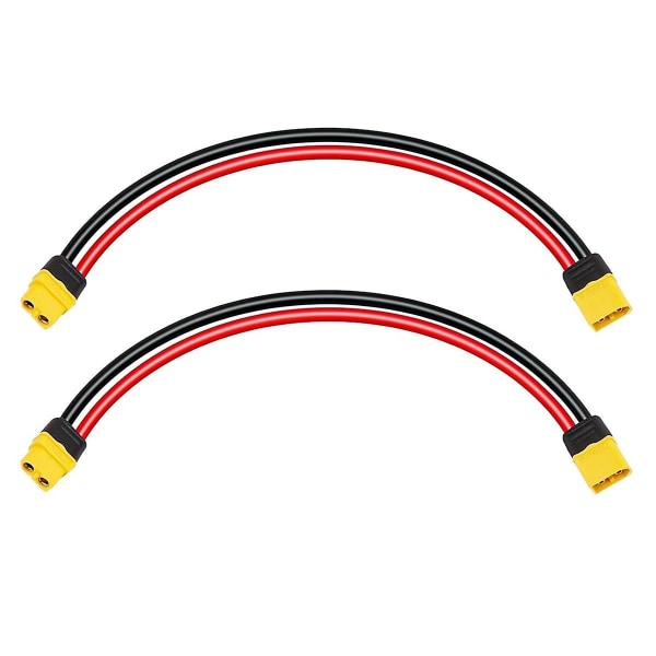 2 stk Xt60 skjøtekabel 12awg 1 fot Xt60 til Xt60 kabel med hann-til-hun-kontakt for solcellepanel Rc-batteri BlackRed