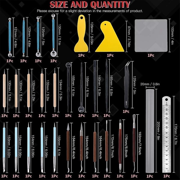 30 kpl set , joka sisältää pallokynän pistetyökalut kaksoissilikonityökalut keramiikkasavelle as shown