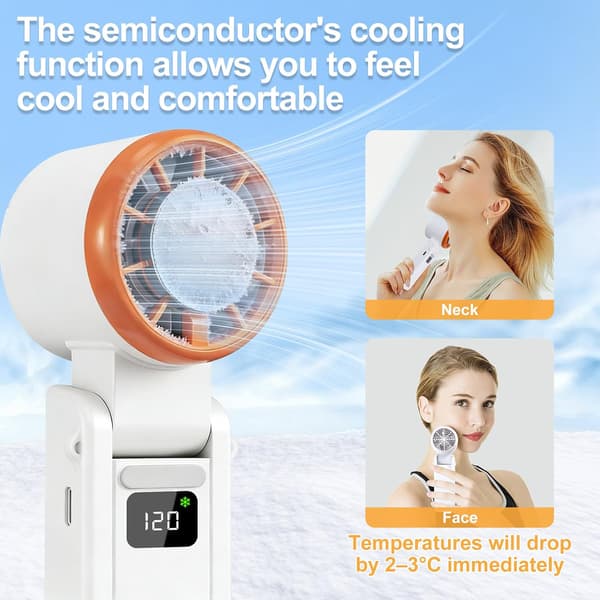 Bærbar ventilator, sammenklappelig ventilator, bærbar ventilator med kølefunktion, hvid
