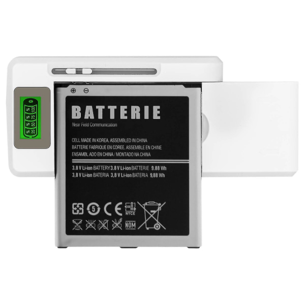 Universal smarttelefon batterilader LED-indikator + USB-inngang - White_Newway