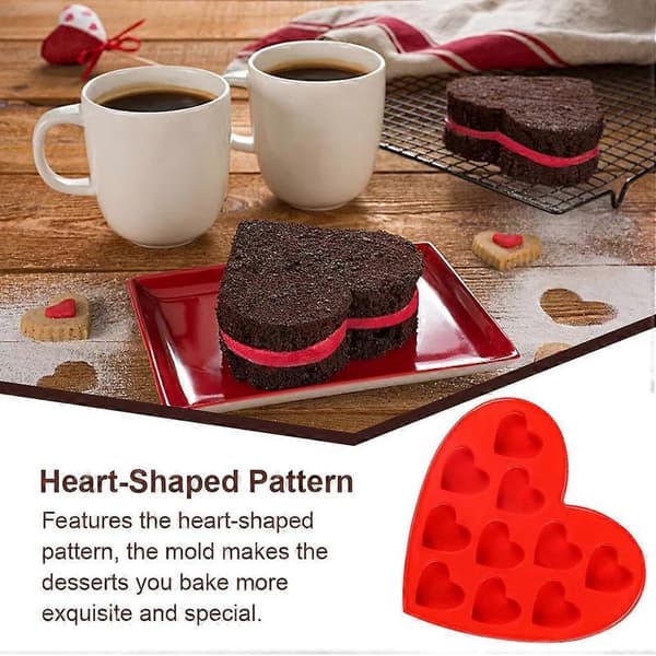 Heart-shaped Mold Home Bakery Multi-slot Sugar Candy Molds Dessert Making Tool Chocolate Silicone DIY Handmade Baking red