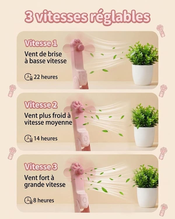 Mini bærbar sammenleggbar vifte (rosa)