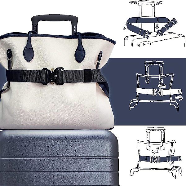 Reisebelte for bagasje - Stilig og justerbart Legg til en bag Bagasjestropp for bag - Flyplassreiser for kvinner og menn black