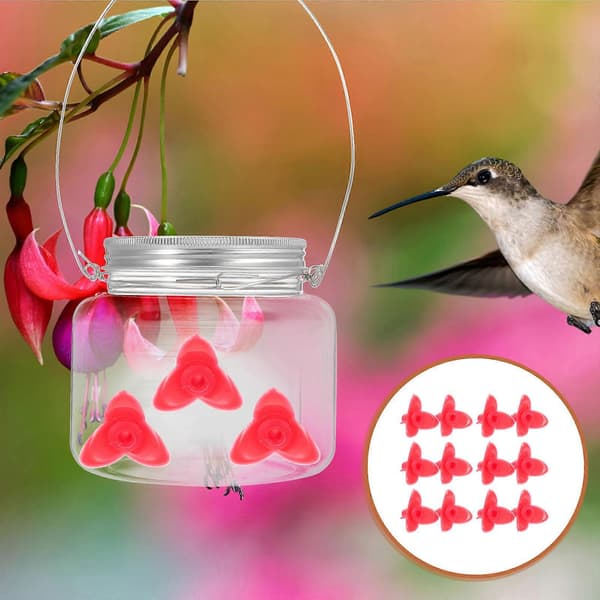 Kolibrimatare plastblommor för matning 12 st röda hållbara delar
