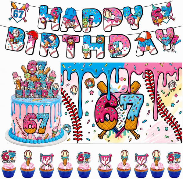 sett med 67 fest- og bursdagsdekorasjoner