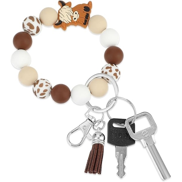Sød ko nøglering håndledsrem nøglering silikone nøglering håndledsrem nøgle armbånd ko gaver til kvinder piger