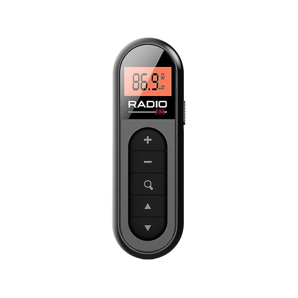 Mini Pocket FM-radio Uppladdningsbar bärbar 76-108mhz radiomottagare med bakgrundsbelysning LCD-skärmkabel