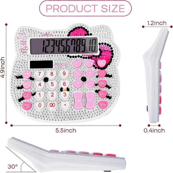 Women's Mini Calculator, Desktop Calculator 12 Digits with Large LCD Display and Sensitive Button, Solar and Battery Dual Power