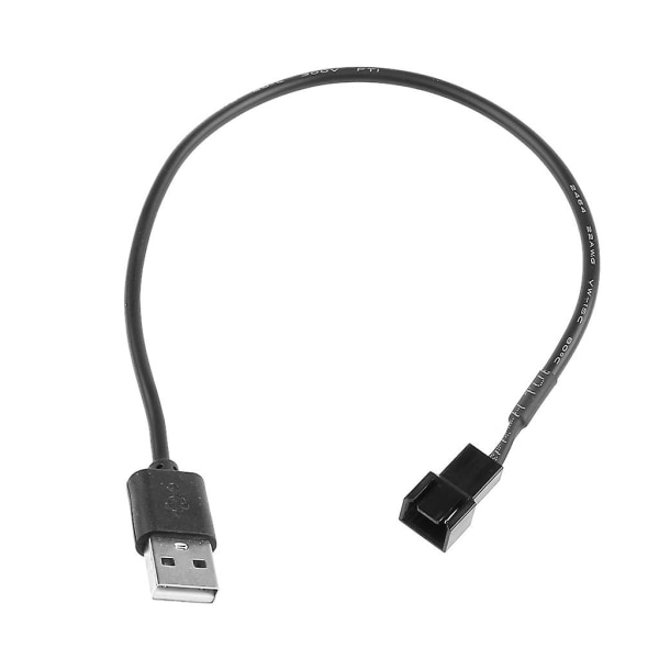 32 cm USB till 3 stift hane för case Fläktadapter Anslutningskabel (USB-3 stiftskabel) Black